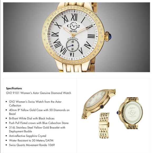 GV2 Astor Diamond Quartz Subdial- Diameter 40mm - Picture 8 of 15